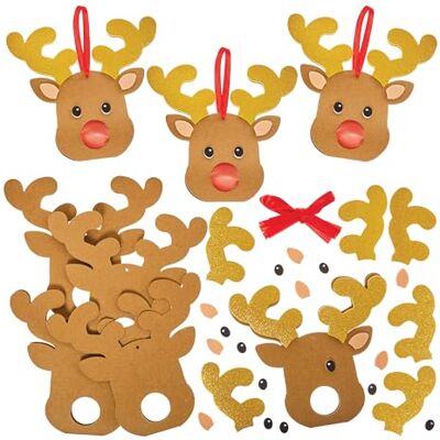 Baker Ross FN343 Rendier Chocoladehouder Decoraties Pak van 8, Kerst knutselen, Kerstversiering voor kinderen Baker Ross FN343 Rendier Chocoladehouder Decoraties Pak van 8, Kerst knutselen, Kerstversiering voor kinderen
