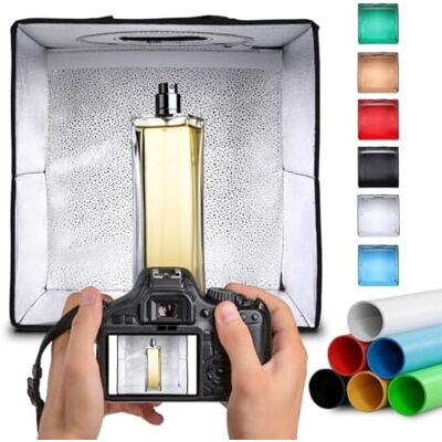NK Lichtbak voor fotostudio, opvouwbaar, 40 x 40 cm, 120 leds, 3 lichttemperaturen, instelbare helderheid x 10, RA90, kleine producten, sieraden, draaggreep voor transport (6 gekleurde achtergronden) NK Lichtbak voor fotostudio, opvouwbaar, 40 x 40 cm, 120 leds, 3 lichttemperaturen, instelbare helderheid x 10, RA90, kleine producten, sieraden, draaggreep voor transport (6 gekleurde achtergronden)