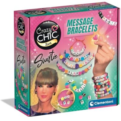 Clementoni Bericht Swiftie armbanden voor kinderen vanaf 8 jaar gepersonaliseerde armbanden met namen en berichten letterkralen en elastische koorden creatieve doos activiteit zonder scherm Clementoni Bericht Swiftie armbanden voor kinderen vanaf 8 jaar gepersonaliseerde armbanden met namen en berichten letterkralen en elastische koorden creatieve doos activiteit zonder scherm