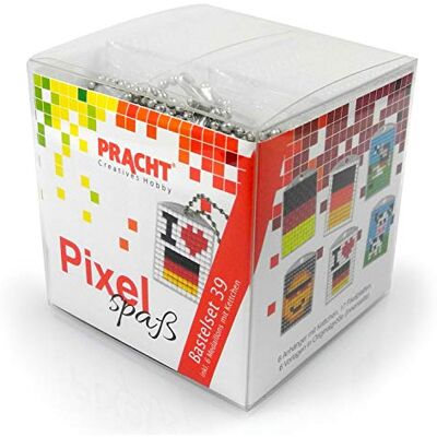 Pracht Creatives Hobby Pixel P90077-63501Knutselset 39 voor kinderen, insteeksysteem met steentjes van bioplastic voor het ontwerpen van 6 sleutelhangers (medaillons), zonder strijken en lijmen Pracht Creatives Hobby Pixel P90077-63501Knutselset 39 voor kinderen, insteeksysteem met steentjes van bioplastic voor het ontwerpen van 6 sleutelhangers (medaillons), zonder strijken en lijmen