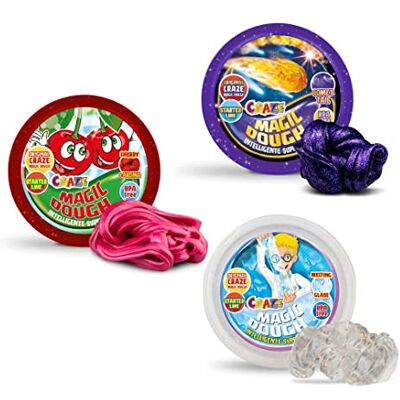 Magic Dough Craze deeg, intelligente 3-delige knutselset, kinderdeeg, blik boetseerklei van 3 x 15 g, deeg vanaf 2 jaar Magic Dough Craze deeg, intelligente 3-delige knutselset, kinderdeeg, blik boetseerklei van 3 x 15 g, deeg vanaf 2 jaar
