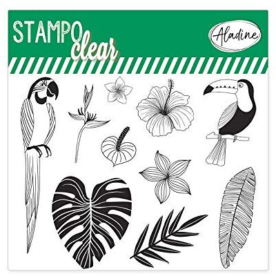 Aladine Stampo Clear Botanic Creatieve transparante stempels DIY en Scrapbooking Nauwkeurige plaatsing van de motieven Boek met 15 siliconen stempels, jungle Aladine Stampo Clear Botanic Creatieve transparante stempels DIY en Scrapbooking Nauwkeurige plaatsing van de motieven Boek met 15 siliconen stempels, jungle