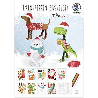 Ursus 10154135 Heksentrap Winterknutselset, set voor 9 kerstdieren van fotokarton, 25 x 35 cm, 300 g/m², incl. papierstroken, sjabloon, draad om op te hangen en knutselinstructies Ursus 10154135 Heksentrap Winterknutselset, set voor 9 kerstdieren van fotokarton, 25 x 35 cm, 300 g/m², incl. papierstroken, sjabloon, draad om op te hangen en knutselinstructies