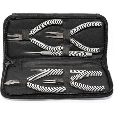 The Beadsmith 6-delige Zebra Tool Kit, Sieraden Maken Set Met Tang En Pincet The Beadsmith 6-delige Zebra Tool Kit, Sieraden Maken Set Met Tang En Pincet