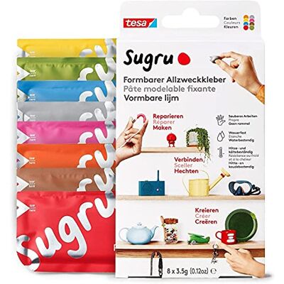 tesa Sugru by ® Vervormbare Universele Lijm, 8-pack, 8 x 3,5 g, Multicolor Veelzijdige Kneedgum Voor Decoreren, Lijmen, Repareren en Creatieve DIY-projecten tesa Sugru by ® Vervormbare Universele Lijm, 8-pack, 8 x 3,5 g, Multicolor Veelzijdige Kneedgum Voor Decoreren, Lijmen, Repareren en Creatieve DIY-projecten
