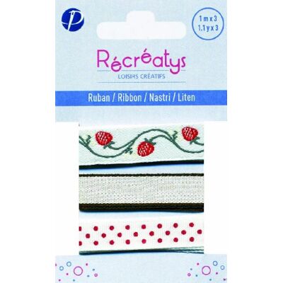 Récréatys 4425 10 1 3 Verschillende linten op Kaart 1 m Katoen Wit Récréatys 4425 10 1 3 Verschillende linten op Kaart 1 m Katoen Wit