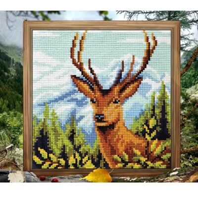 Hert Geborduurd Kussen - Kruissteek 40x40cm Hert Geborduurd Kussen - Kruissteek 40x40cm