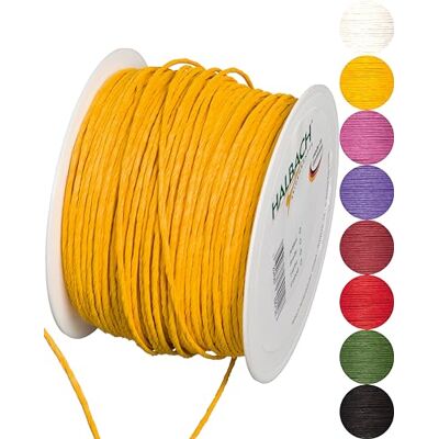 Halbach Seidenbänder Papierdraad van gerecycled papier met draad, breedte 2 mm, lengte 100 m, papierkoord om te knutselen en voor de bloemisterij, knutseldraad voor creatieve ideeën, kleur: geel Halbach Seidenbänder Papierdraad van gerecycled papier met draad, breedte 2 mm, lengte 100 m, papierkoord om te knutselen en voor de bloemisterij, knutseldraad voor creatieve ideeën, kleur: geel