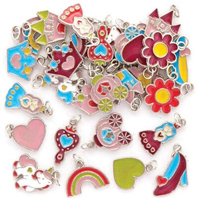 Baker Ross FE314 Prinsessen Bedeltjes pakket van 30, Perfect voor Kinderen om Sieraden te maken, Kralen Kunst activiteiten of Knutselfeestjes Baker Ross FE314 Prinsessen Bedeltjes pakket van 30, Perfect voor Kinderen om Sieraden te maken, Kralen Kunst activiteiten of Knutselfeestjes