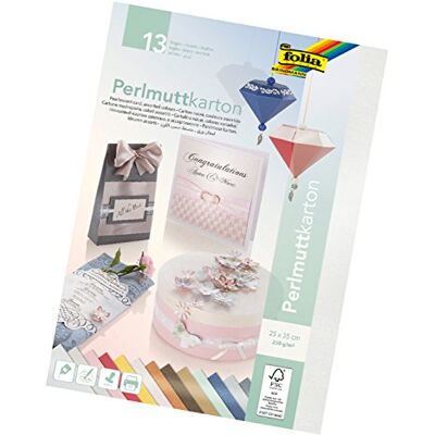 Folia Papier - Parelmoer karton 2-zijdig 25x35 250g 13 kleuren Folia Papier - Parelmoer karton 2-zijdig 25x35 250g 13 kleuren