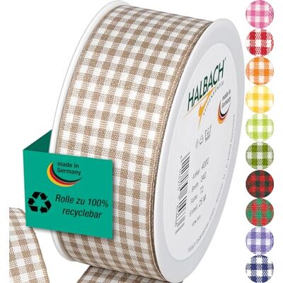 Halbach Seidenbänder Premium Vichy Karo cadeaulint (linnen) breedte 40 mm lengte 25 m geruite band made in Germany geruit lint in vele kleuren Halbach Seidenbänder Premium Vichy Karo cadeaulint (linnen) breedte 40 mm lengte 25 m geruite band made in Germany geruit lint in vele kleuren