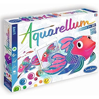 Sentosphère 3906702 Aquarellum Live 3D, Malset für Kinder, Motiv Meerestiere, große Malvorlagen, Bastelset, Kreativ-Set Sentosphère 3906702 Aquarellum Live 3D, Malset für Kinder, Motiv Meerestiere, große Malvorlagen, Bastelset, Kreativ-Set