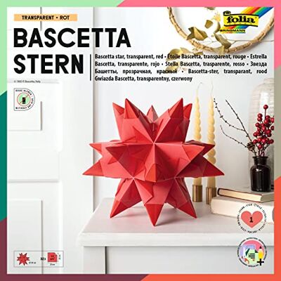 folia 820/2020 knutselset Bascetta ster, transparant rood, 20 x 20 cm, 32 vellen, afgewerkte grootte van de papieren ster ca. 30 cm, met gedetailleerde instructies ideaal voor tijdloze decoratie folia 820/2020 knutselset Bascetta ster, transparant rood, 20 x 20 cm, 32 vellen, afgewerkte grootte van de papieren ster ca. 30 cm, met gedetailleerde instructies ideaal voor tijdloze decoratie