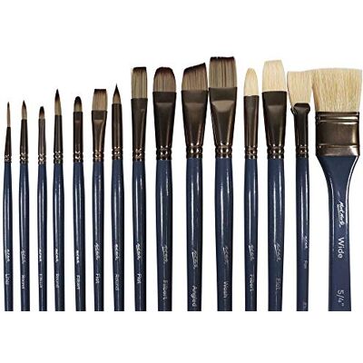 MONT MARTE Premium penseelportefeuille-set, 15-delig, inclusief varkenshaar en taklonborstels, geschikt voor aquarel, acryl, olie, gouache en tempera schilderen MONT MARTE Premium penseelportefeuille-set, 15-delig, inclusief varkenshaar en taklonborstels, geschikt voor aquarel, acryl, olie, gouache en tempera schilderen