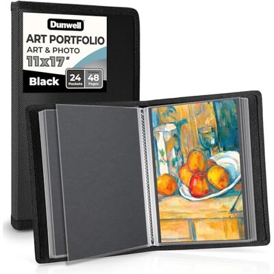 Dunwell Art Portfolio 11x17 (zwart) Grote portfolio map voor kunstwerken, 11 x 17 kunstmap heeft 24 zakken, display 48 pagina's, portfolio album voor kunstwerk opslag, presentatieboek met Dunwell Art Portfolio 11x17 (zwart) Grote portfolio map voor kunstwerken, 11 x 17 kunstmap heeft 24 zakken, display 48 pagina's, portfolio album voor kunstwerk opslag, presentatieboek met