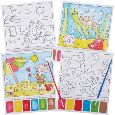 Baker Ross FN416 Magische zomerschilderijtjes Set van 10, No Mess schilderijtjes voor kinderen Baker Ross FN416 Magische zomerschilderijtjes Set van 10, No Mess schilderijtjes voor kinderen