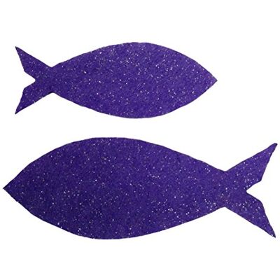 Petra's Bastel News 50-delige visset, 2 verschillende maten, glittervilt, eenzijdig glitter, fliz, paars, 18 x 12 x 5 cm Petra's Bastel News 50-delige visset, 2 verschillende maten, glittervilt, eenzijdig glitter, fliz, paars, 18 x 12 x 5 cm
