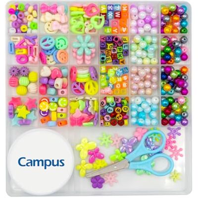 Campus Set voor het maken van armbanden en halskettingen, knutselset, creatieve set voor armbanden, inclusief organizer-doos, kralen, draad en schaar. Campus Set voor het maken van armbanden en halskettingen, knutselset, creatieve set voor armbanden, inclusief organizer-doos, kralen, draad en schaar.