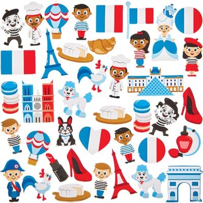 Baker Ross FN032 Frankrijk foam stickers pak van 150, Franse stickers voor kinderen, knutselen en kaarten maken Baker Ross FN032 Frankrijk foam stickers pak van 150, Franse stickers voor kinderen, knutselen en kaarten maken