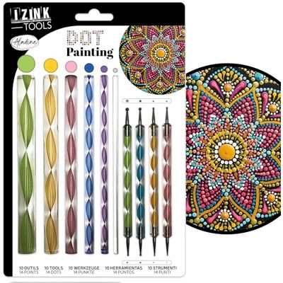 Mondial Tissus - Dot Painting Gereedschapsset - 10 Gereedschappen, 14 Tips Mondial Tissus - Dot Painting Gereedschapsset - 10 Gereedschappen, 14 Tips
