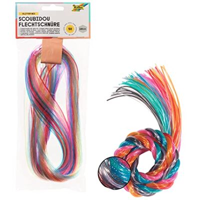 folia 732050 gevlochten koorden, met glitter, 50 stuks gesorteerd in 10 verschillende kleuren ideaal voor het vlechten van armbanden, sleutelhangers, enz. folia 732050 gevlochten koorden, met glitter, 50 stuks gesorteerd in 10 verschillende kleuren ideaal voor het vlechten van armbanden, sleutelhangers, enz.