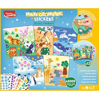 Maped Creativ Maxi-set zelfklevende stickers – 12 schilderijen om te versieren + 4000 stickers – creatieve vrije tijd voor kinderen vanaf 3 jaar Maped Creativ Maxi-set zelfklevende stickers – 12 schilderijen om te versieren + 4000 stickers – creatieve vrije tijd voor kinderen vanaf 3 jaar