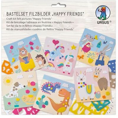 Ursus 8800001F Knutselset vilten plaatjes Happy Friends, set motiefkaarten, vilten ponsdelen en wiebelogen, incl. stap-voor-stap instructies Ursus 8800001F Knutselset vilten plaatjes Happy Friends, set motiefkaarten, vilten ponsdelen en wiebelogen, incl. stap-voor-stap instructies