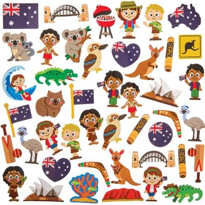 Baker Ross FN027 Australië foam stickers pak van 150, Australische stickers voor knutselwerkjes en kaarten voor kinderen Baker Ross FN027 Australië foam stickers pak van 150, Australische stickers voor knutselwerkjes en kaarten voor kinderen