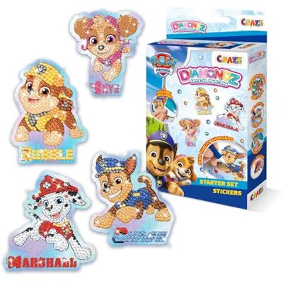 DIAMONDZ CRYSTAL PAINTING Paw Patrol Starter Set Sticker Volledige Diamond Painting Kit met 4 Sticker Sjablonen, Crystal Art Canvas Stijl Diamond Arts Craft voor kinderen DIAMONDZ CRYSTAL PAINTING Paw Patrol Starter Set Sticker Volledige Diamond Painting Kit met 4 Sticker Sjablonen, Crystal Art Canvas Stijl Diamond Arts Craft voor kinderen