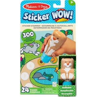 Melissa & Doug , Wow Stickers, activiteitenblok met 24 pagina's en stickerstempel, 300 stickers, anti-stress-speelgoed om te knutselen, met verzamelfiguur, haasje Melissa & Doug , Wow Stickers, activiteitenblok met 24 pagina's en stickerstempel, 300 stickers, anti-stress-speelgoed om te knutselen, met verzamelfiguur, haasje