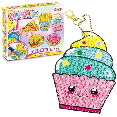 DIAMONDZ CRYSTAL PAINTING CRAZE DIAMONDZ Sleutelhangerset Snacks DIY Diamond Painting Sleutelhangers Knutselset, Diamant Schilderij Kinderen 5 x Sjablonen & Accessoires, XL DIAMONDZ CRYSTAL PAINTING CRAZE DIAMONDZ Sleutelhangerset Snacks DIY Diamond Painting Sleutelhangers Knutselset, Diamant Schilderij Kinderen 5 x Sjablonen & Accessoires, XL