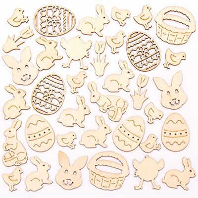 Baker Ross Houten knutselmotieven voor Pasen, 108 stuks, knutseldecoraties voor kinderen en volwassenen (FC592) Baker Ross Houten knutselmotieven voor Pasen, 108 stuks, knutseldecoraties voor kinderen en volwassenen (FC592)