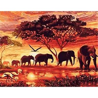 Pracht Creatives Hobby Diamond Painting Set, afbeelding met motief olifanten in de savanne en accessoires, ca. 35 x 25 cm, knutselset om te beschilderen met glittersteentjes voor kinderen vanaf 5 jaar Pracht Creatives Hobby Diamond Painting Set, afbeelding met motief olifanten in de savanne en accessoires, ca. 35 x 25 cm, knutselset om te beschilderen met glittersteentjes voor kinderen vanaf 5 jaar