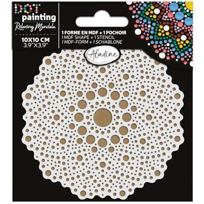 Aladine Mandala-set 10 cm in Dot Painting Mandala's doos met mandala-sjabloon en houten standaard 85498 Aladine Mandala-set 10 cm in Dot Painting Mandala's doos met mandala-sjabloon en houten standaard 85498