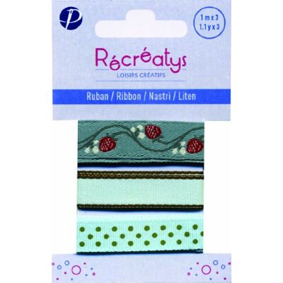 Récréatys - 3 Band Turquoise Katoen - Turquoise - 1 m - Ribbon set Récréatys - 3 Band Turquoise Katoen - Turquoise - 1 m - Ribbon set