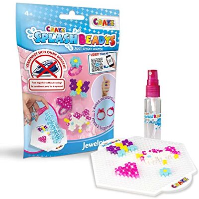 CRAZE Splash BEADYS Steekkralen, kindersieraden, starterpack, strijkkralenset zonder strijken, kralen om te knutselen, waterparels voor kinderen, niet giftig, kinderknutselset 26038, klein CRAZE Splash BEADYS Steekkralen, kindersieraden, starterpack, strijkkralenset zonder strijken, kralen om te knutselen, waterparels voor kinderen, niet giftig, kinderknutselset 26038, klein