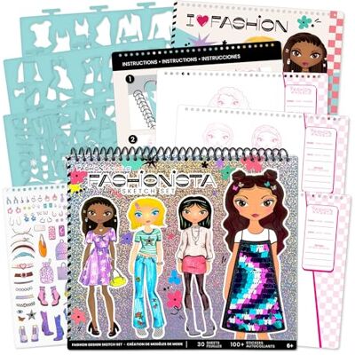 Fashion Angels Basic Fun Fashionista Sketch Portfolio – 30 stijlbladen & 100+ modestickers – Fashion Design Tekenboek voor meisjes van 6+ jaar Fashion Angels Basic Fun Fashionista Sketch Portfolio – 30 stijlbladen & 100+ modestickers – Fashion Design Tekenboek voor meisjes van 6+ jaar