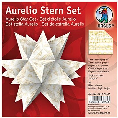 Aurelio-Ark DIY Kerststerrenset - Goud doorzichtig papier - Knutselset Aurelio-Ark DIY Kerststerrenset - Goud doorzichtig papier - Knutselset