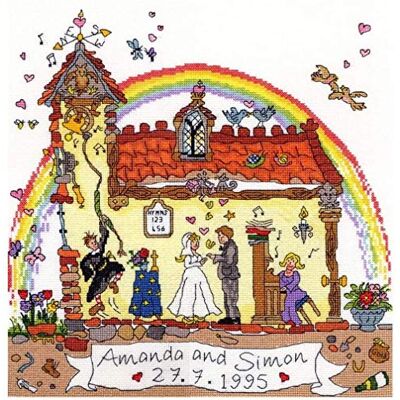 Samplers XCT23 Borduurring Set - Bruiloftsmotief - 31x32cm Samplers XCT23 Borduurring Set - Bruiloftsmotief - 31x32cm