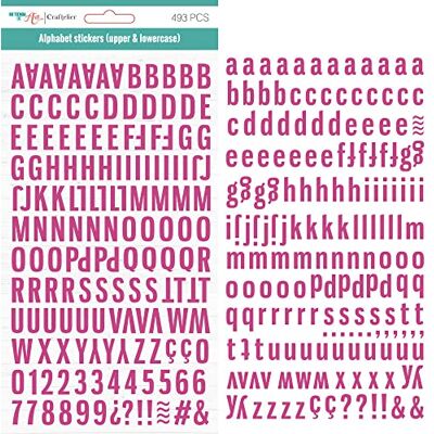 Craftelier Zelfklevende alfabetstickers met hoofdletters en kleine letters, cijfers en speciale tekens ter decoratie van scrapbooking-projecten en knutselwerk, kauwgom roze Craftelier Zelfklevende alfabetstickers met hoofdletters en kleine letters, cijfers en speciale tekens ter decoratie van scrapbooking-projecten en knutselwerk, kauwgom roze
