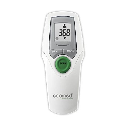 Medisana ecomed TM-65E digitale infrarode klinische thermometer voor baby, kinderen en volwassenen, voorhoofdthermometer, omgevingstemperatuur en vloeistoftemperatuur