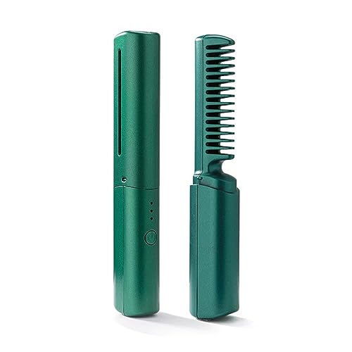 SHEYLE Rechargeable Mini Hair Straightener,Mini Travel Hair Straightener 2 In 1, Usb-c Rechargeable Wireless Portable Hair Straightener. (1pcs,green)