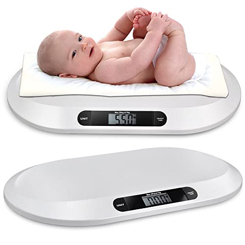 WSIKGHU Babyweegschaal 20 kg / 44lbs Elektronische digitale babyweegschaal 20 kg babyweegschaal digitaal display kinderweegschaal gewicht babyweegschaal kg/lb/stone, 55cmx32cmx2,7cm nauwkeurige weegschaal