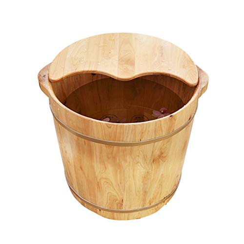 BombY Houten vat voet spa massief hout, houten voetbassin, huishouden pedicure bassin, pedicure kom spa massage ceder pedicure vaten, met deksel (maat : S) (groen M)