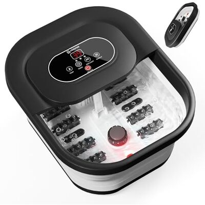 COMFIER Voetbubbelbad met warmtefunctie, voetbad met verwarming, bubbelfunctie, trilling, temperatuurregeling, pedicure-puimsteen, intelligente timer, zwart, cadeau voor vrouwen COMFIER Voetbubbelbad met warmtefunctie, voetbad met verwarming, bubbelfunctie, trilling, temperatuurregeling, pedicure-puimsteen, intelligente timer, zwart, cadeau voor vrouwen