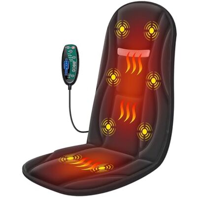 Snailax Massage-zitkussen met warmte en vibratie, 8 trilmotoren, rugmassageapparaat voor stoelen met 3 intensiteitsniveaus, ontspanning voor thuis en op kantoor Snailax Massage-zitkussen met warmte en vibratie, 8 trilmotoren, rugmassageapparaat voor stoelen met 3 intensiteitsniveaus, ontspanning voor thuis en op kantoor
