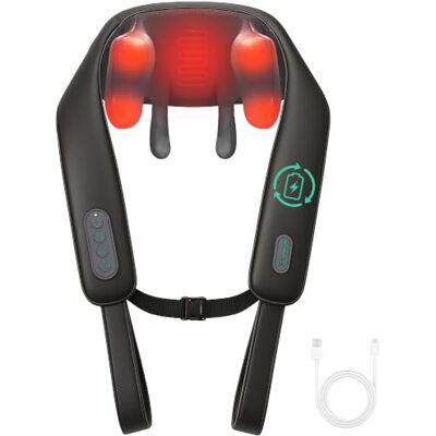 Snailax Draadloos Shiatsu nekmassageapparaat met warmtefunctie 2 kneedmodi, 2 snelheden, 3 warmteinstellingen 40/48 °C, riem en 10 minuten uitschakeling, cadeau voor mannen en vrouwen Snailax Draadloos Shiatsu nekmassageapparaat met warmtefunctie 2 kneedmodi, 2 snelheden, 3 warmteinstellingen 40/48 °C, riem en 10 minuten uitschakeling, cadeau voor mannen en vrouwen