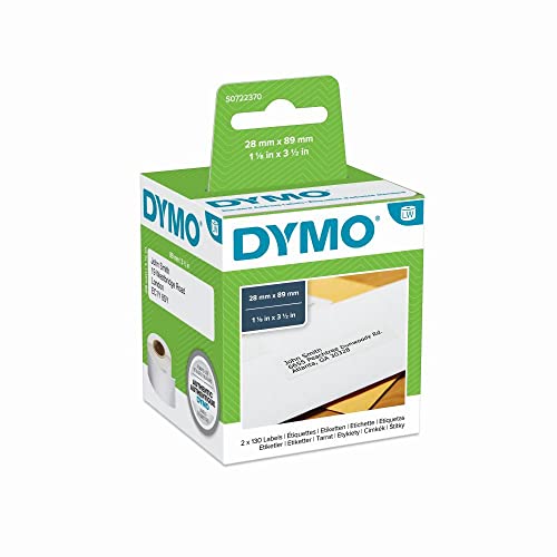 Dymo Etiketten rol 99010 S0722370 89 x 28 mm papier wit 260 stuks permanente adreslabels