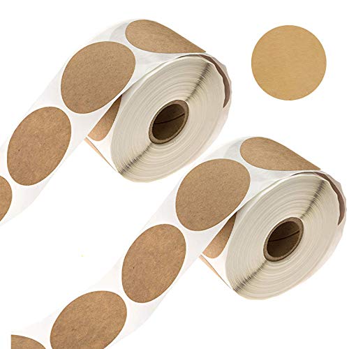 HUIMALL 1000 stuks kraftpapier etiketten Stickers,1 inch ronde lege kraftstickers etiketten verkoopprijs stickers bruine zelfklevende stickers blikken etiketten beschrijfbare sticker papier bruin ronde stickers