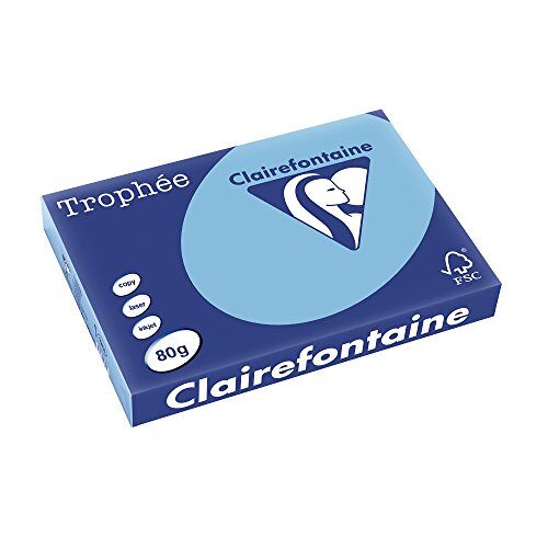 Clairefontaine 1261C printerpapier Trophée (80g, DIN A3 (42 x 29,7 cm), voor alle laserprinters, kopieerapparaten en inkjetprinters) 1 Ries lavendelblauw